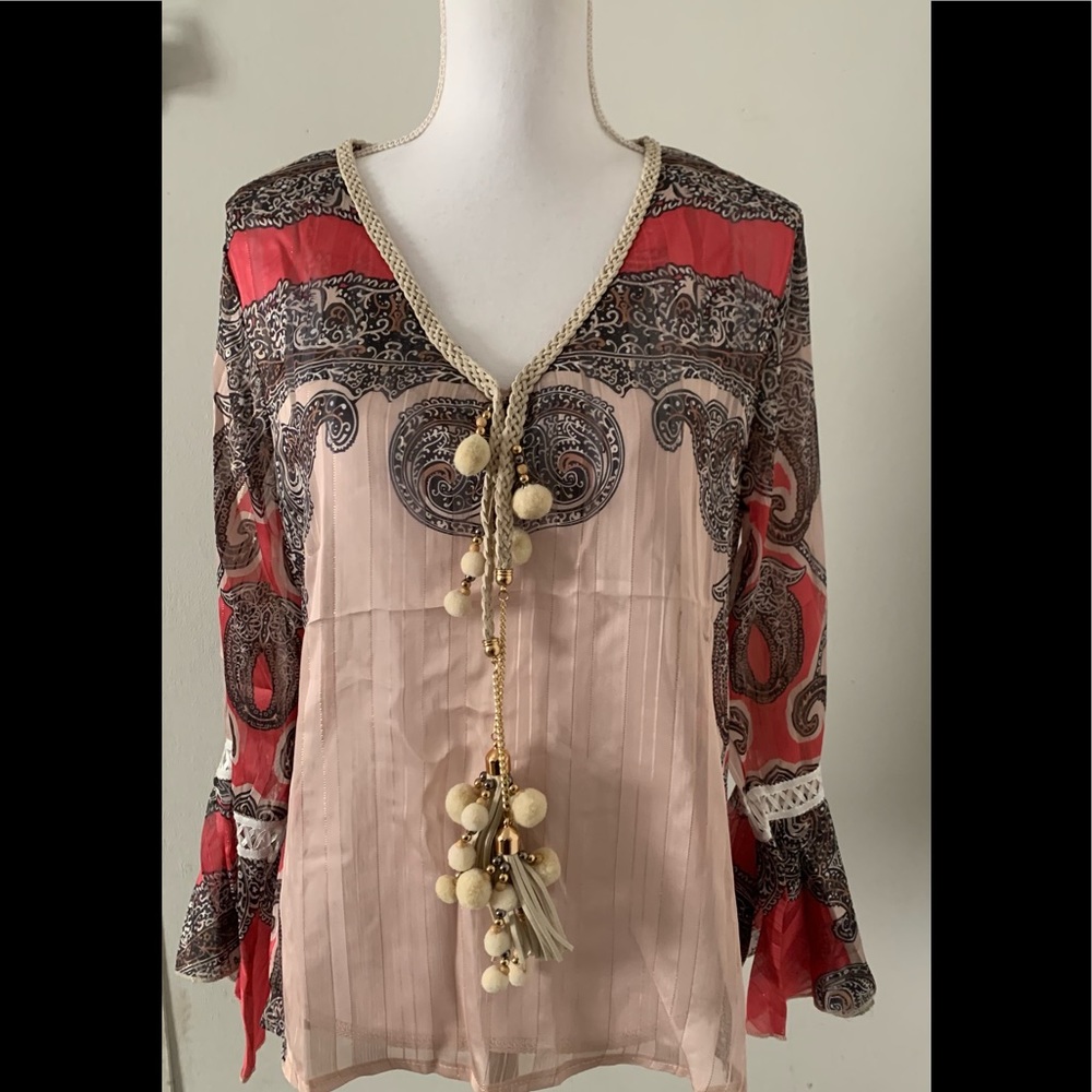 🌟Last one 🌟Paisley Print Tassel Top - Picture 4 of 6